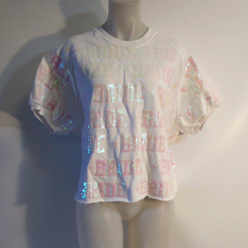QUEEN OF SPARKLES White Bride Sequin Shirt